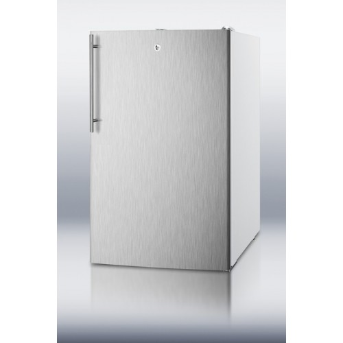 FS407LBISSHV 20" wide built-in undercounter all-freezer, -20 C capable with a lock, stainless steel door, thin handle and white cabinet