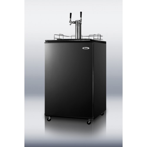 SBC4907TWIN Freestanding commercial beer dispenser with dual tap system and black exterior