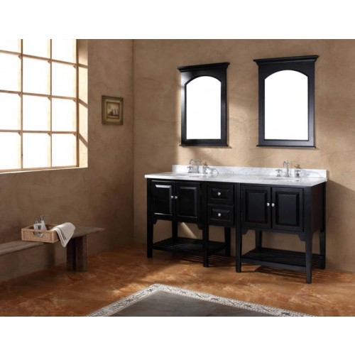 206-001-5528 72" Double Marble Top Vanity, Black