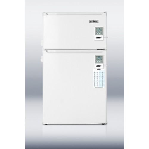 CP35LLMED Compact two-door refrigerator-freezer with two side locks, temperature alarm with external display, and hospital grade cord