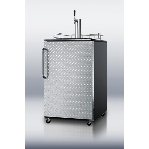 SBC490BI7DPL Commercially approved full-sized beer dispenser for built-in use, with black cabinet and diamond plate door