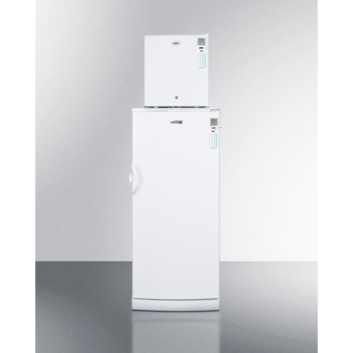 FFAR10-FS22LSTACKMED Compact FS22LMED all-freezer stacked on full-size auto defrost FFAR10MED all-refrigerator, 24" footprint with temperature alarms