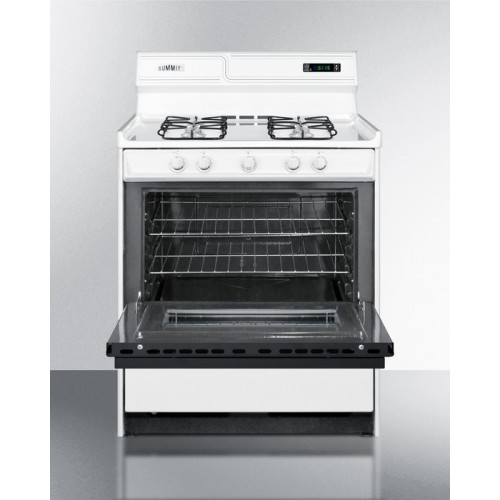 WNM2307DFKDeluxe gas range in 30" width with sealed burners, electronic ignition, digital clock/timer, black see-through glass oven door and light 