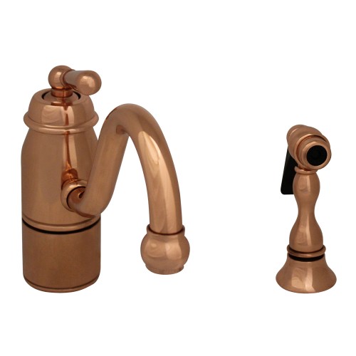 WHI-3-3165-SPR-L-CO Beluga single handle faucet with traditional curved swivel spout, lever handle and solid brass side spray
