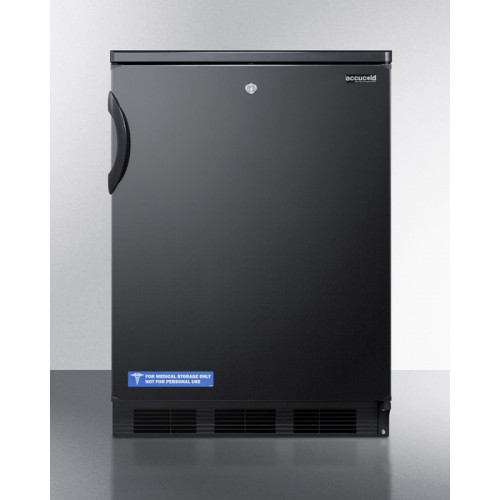 FF7LBL Commercially approved freestanding counter height all-refrigerator in black with front lock