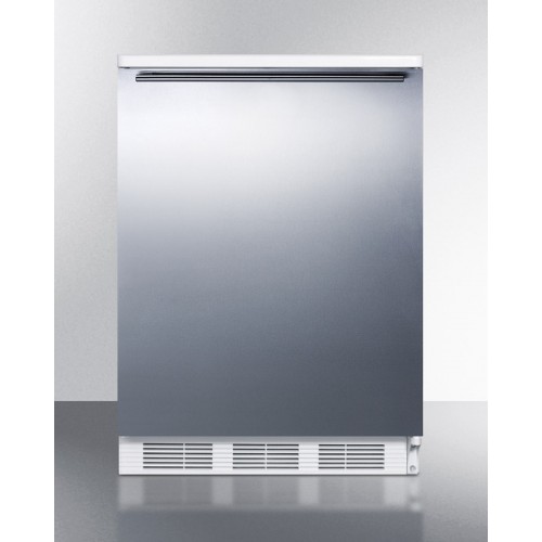 FF67SSHH Commercially approved counter height all-refrigerator with stainless steel door and horizontal handle for freestanding use