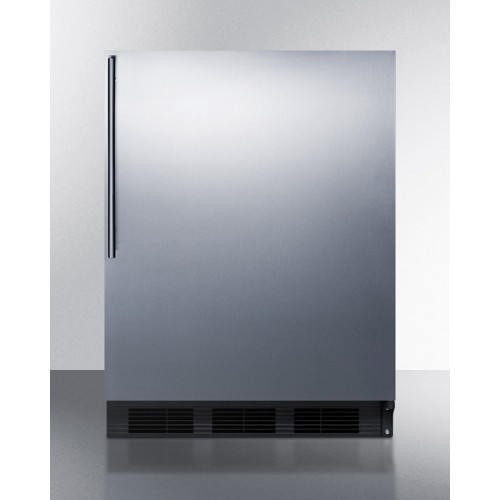 FF6B7SSHV Commercially approved freestanding all-refrigerator in black with stainless steel door and thin handle