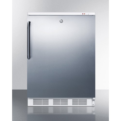 ALF620LSSTB ADA compliant freestanding medical all-freezer capable of -25 C operation, with lock, wrapped stainless steel door and towel bar handle