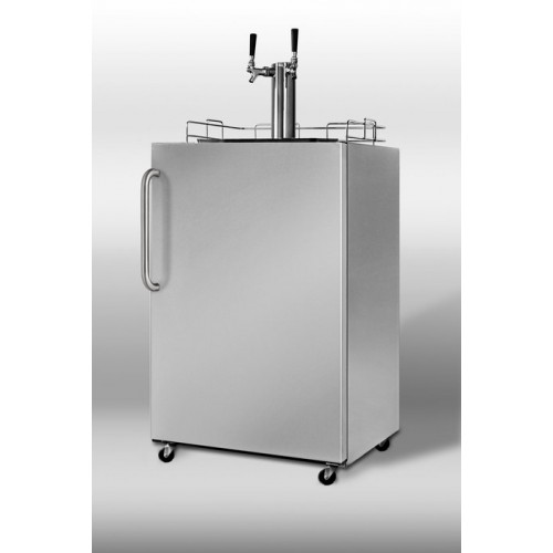 SBC490OSTWIN Outdoor commercial beer dispenser in complete stainless steel, with dual tap system