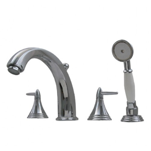 WHI-514.413TF-C Blairhaus Jackson deck mount tub filler set with smooth lined arcing spout