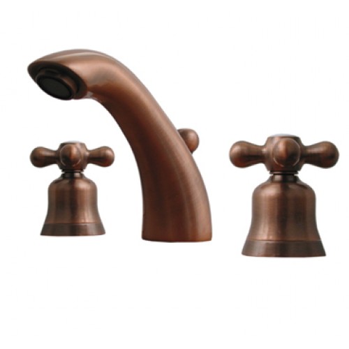 WHI-614.161WS-ACO Blairhaus McKinley widespread lavatory faucet with smooth arcing spout, bell-shaped cross handles, smooth escutcheons and pop-up waste