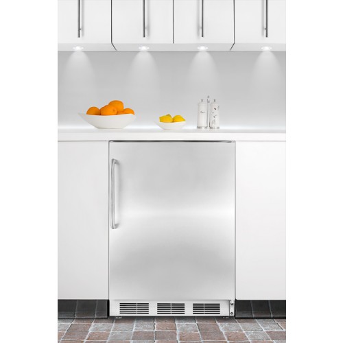 CT67BISSTB Built-in refrigerator-freezer in white with cycle defrost, stainless steel door, TB handle, glass shelves