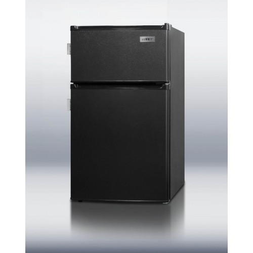 CP35BLL Compact ENERGY STAR listed two-door refrigerator-freezer with two side locks,cycle defrost and zero degree freezer in black