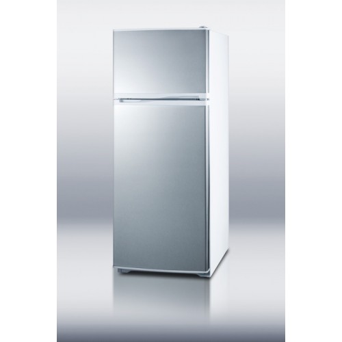 FF1062WSSIM Frost-free 63" high refrigerator-freezer in slim 24" footprint, with factory installed icemaker, white cabinet and reversible stainless steel doors