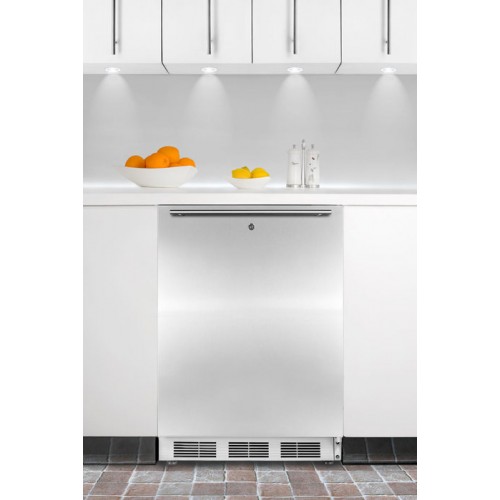 FF6L7BISSHHADA Commercially approved, ADA compliant built-in undercounter all-refrigerator with stainless steel door, horizontal handle, and lock
