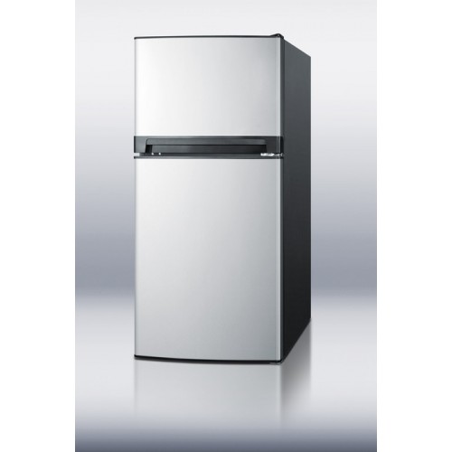 FF874SS Frost-free refrigerator-freezer with stainless steel doors and black cabinet