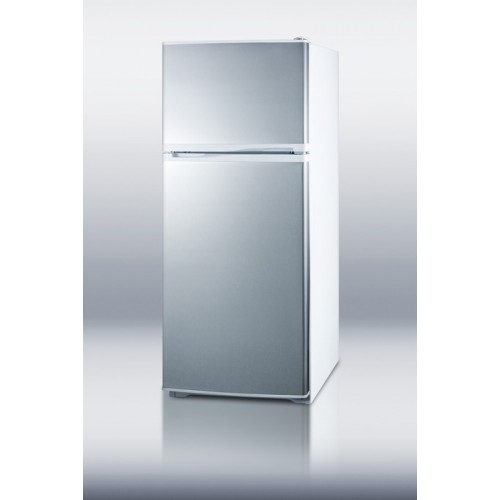 FF882WSS Frost-free refrigerator-freezer in slim 24" footprint, with white cabinet and reversible stainless steel doors