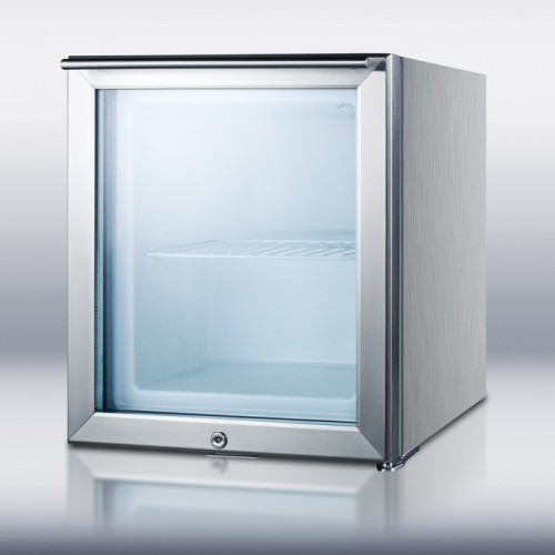 FS22LGLCSS7 Compact commercially listed all-freezer w/glass door, stainless steel cabinet, and lock
