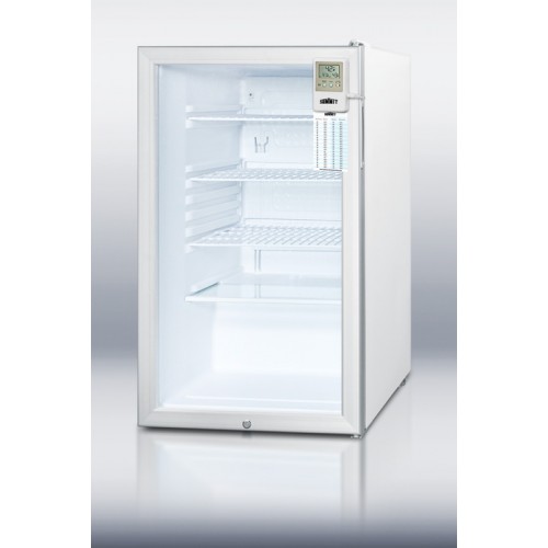 SCR450LBIMED 20" wide glass door all-refrigerator for built-in use, with lock, alarm, internal fan, and hospital grade cord