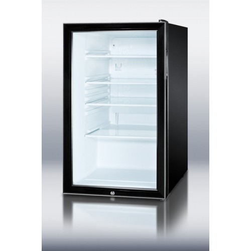 SCR500BLBI7ADA Series Commercially listed ADA Compliant 20" wide glass door all-refrigerators for built-in use, auto defrost with black cabinets and alternate handle styles