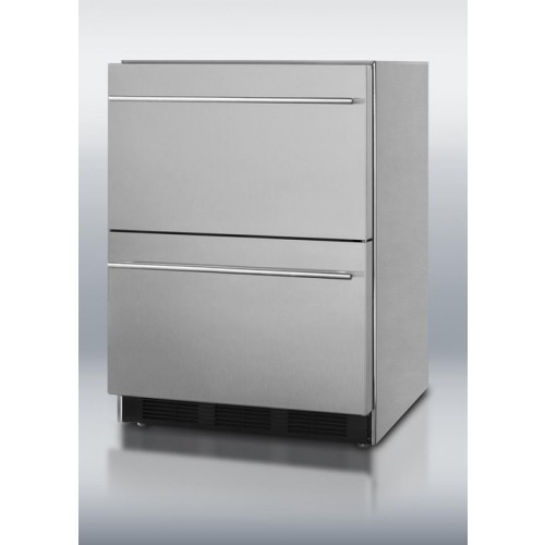 SP6DS2D7 Commercially approved two-drawer auto defrost all-refrigerator in full stainless steel for built-in or freestanding use