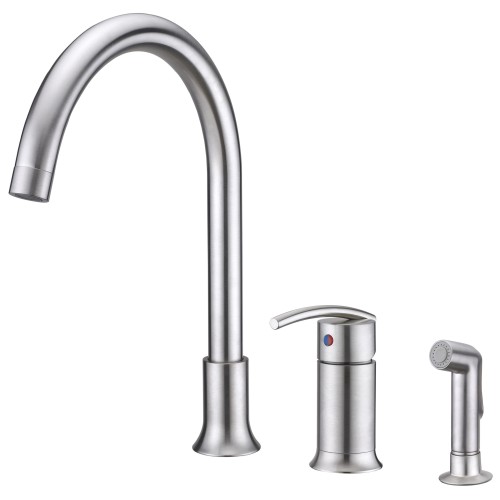 UF11143 (Stainless Steel) "Contemporary Collection" Single-Handle Kitchen Faucet With Side-Spray