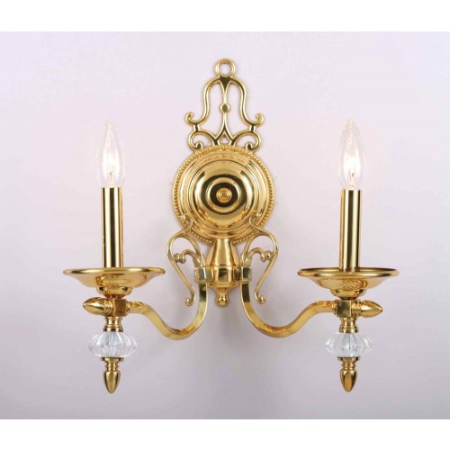 V2102-0 2-light Polished Solid Brass Wall Sconce