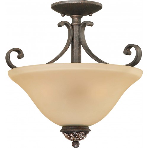 V2213-82 Bristol 3-light Vintage Bronze with Antique Gold Semi-Flush Ceiling Mount