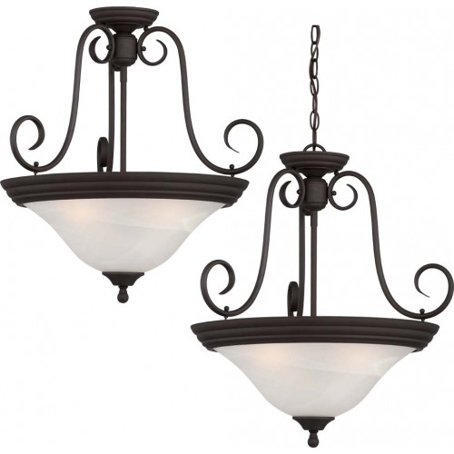 V2230-79 Troy 3-light Antique Bronze Pendant or Semi-Flush Ceiling Mount