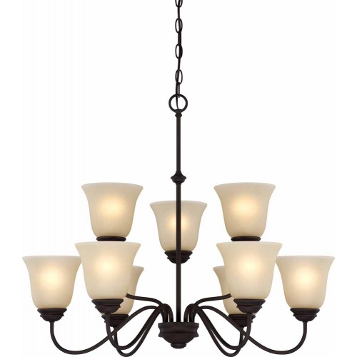 V2259-79 Hammond 9-light Antique Bronze Chandelier