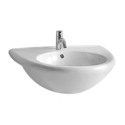 WHI-ECO34 China Series u-shaped wall mount basin, integrated round bowl and chrome overflow