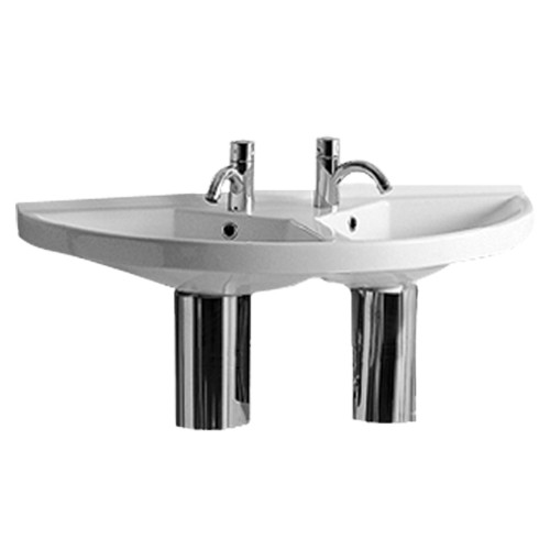 WHI-LU020 China Series large u-shaped wall mount double basin with chrome overflows