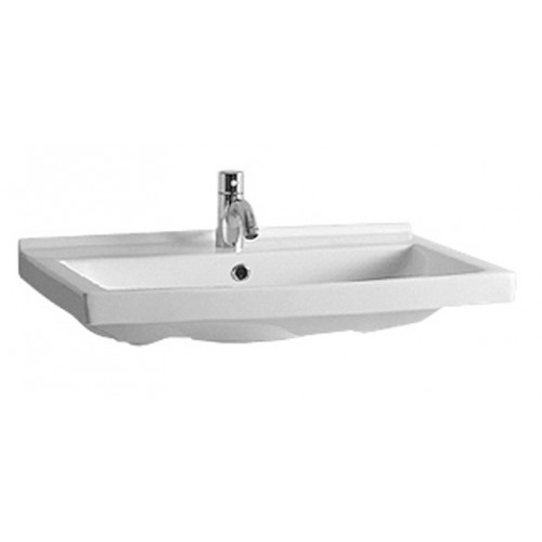 WHI-LU024-C China Series rectangular wall mount basin with chrome overflow and rear center drain