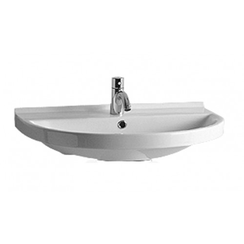 WHI-LU044 China Series large u-shaped wall mount basin with chrome overflow and rear center drain