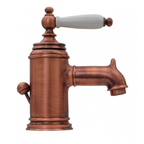 WHI-N21-P-OC Fountainhaus single hole/single lever lavatory faucet with porcelain handle and pop-up waste
