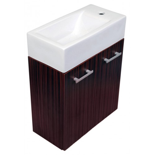 WHI-WH114SCB-ESPRESSO Wall mount double door vanity complete with a white basin