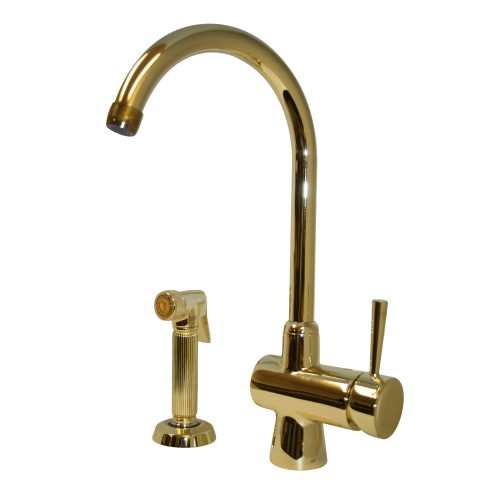 WHI-WH16666-B  Evolution arcade single lever mixer with gooseneck swivel spout and a fluted solid brass side spray