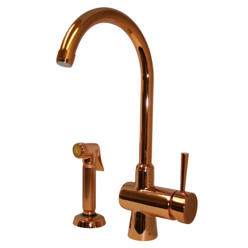 WHI-WH16666-CO Evolution arcade single lever mixer with gooseneck swivel spout and a fluted solid brass side spray