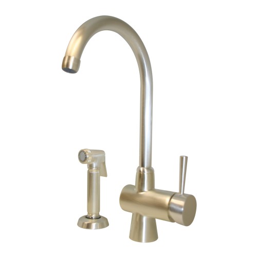 WHI-WH16666-SP Evolution arcade single lever mixer with gooseneck swivel spout and a fluted solid brass side spray