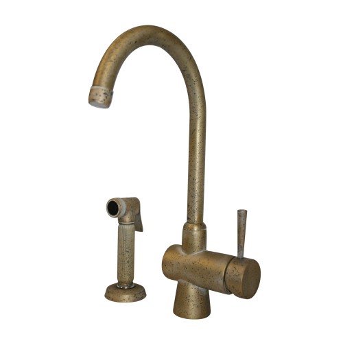 WHI-WH16666-SB Evolution arcade single lever mixer with gooseneck swivel spout and a fluted solid brass side spray