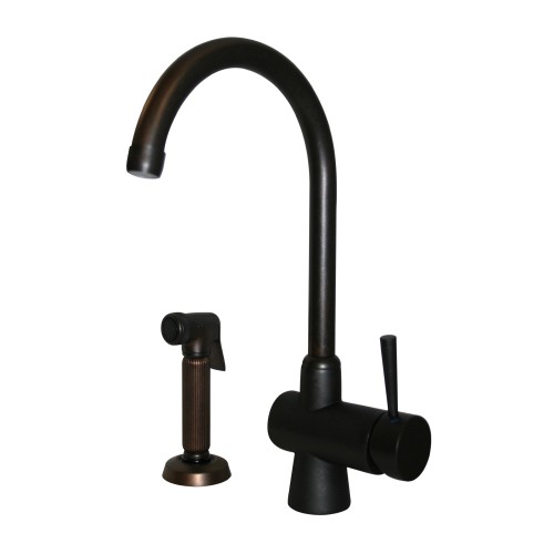 WHI-WH16666-WCO Evolution arcade single lever mixer with gooseneck swivel spout and a fluted solid brass side spray