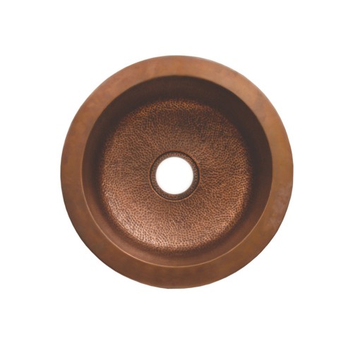 WHI-WH1818COPR-HAMMERED COPPER Copperhaus large round drop-in/undermount prep sink with a hammered texture