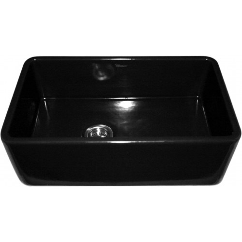WHI-WH3018-BLACK Duet reversible fireclay sink with smooth front apron