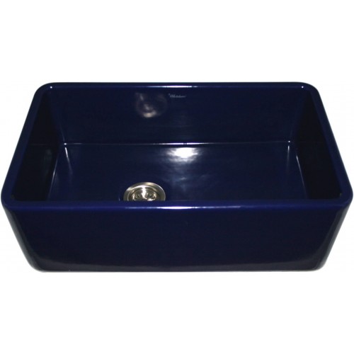 WHI-WH3018-BLUE Duet reversible fireclay sink with smooth front apron