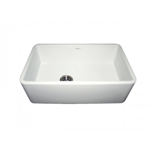 WHI-WH3018-WHITE Duet reversible fireclay sink with smooth front apron