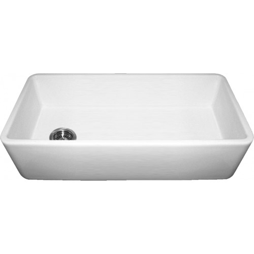 WHI-WH3618-WHITE Duet reversible fireclay sink with smooth front apron