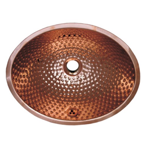 WHI-WH608CBM Oval Ball Pein Hammered textured undermount basin with overflow