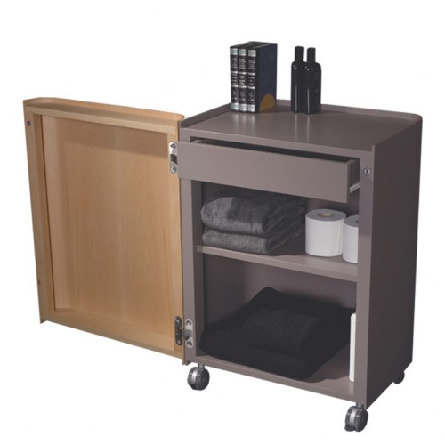 WHI-WHAEMGREB05 Aeri gray freestanding storage unit with a drawer, two shelves and casters