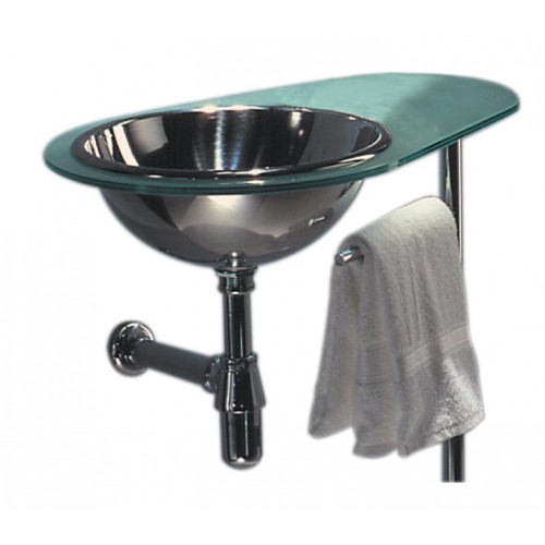 WHI-WHAQUA-R New Generation AQUA laminated matte glass counter top with polished stainless steel drop-in basin on right side
