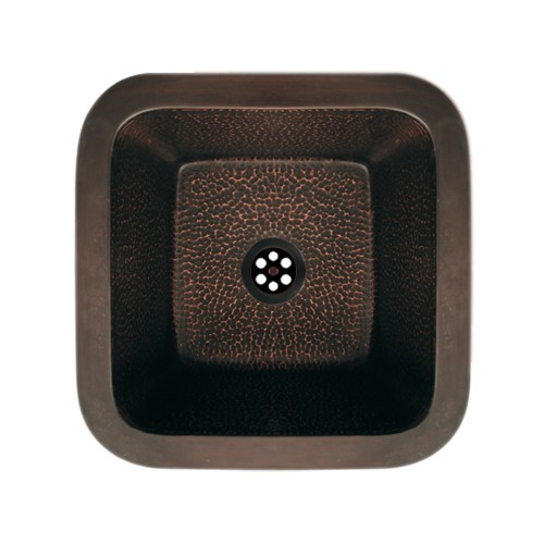 WHI-WHCOLV1414-HAMMERED BRONZE Copperhaus square drop-in/undermount prep sink with a hammered texture